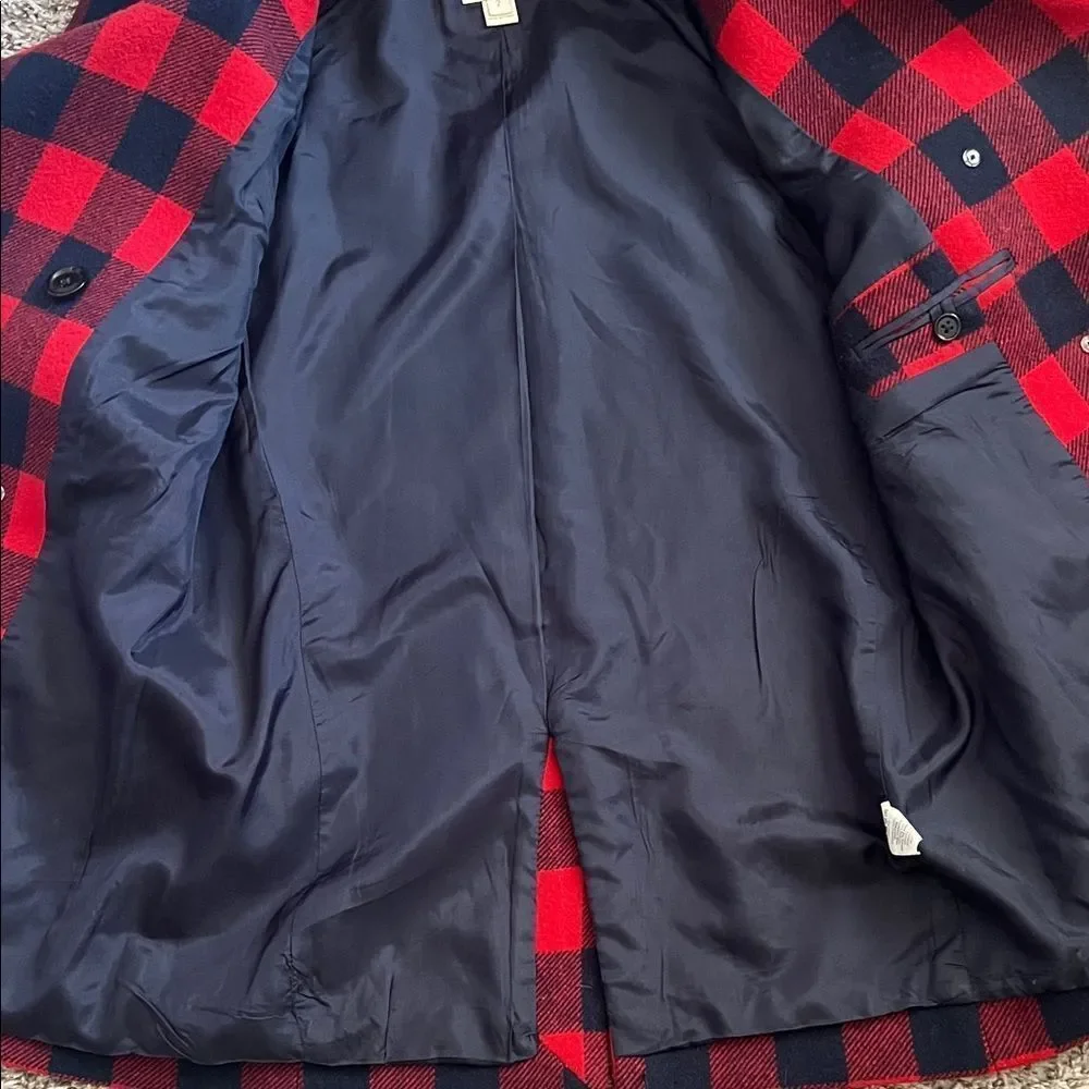 Like New! J. Crew Wool Blend Buffalo Check Peacoat Red and Blue in Size 2